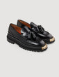 Thick-soled leather loafers